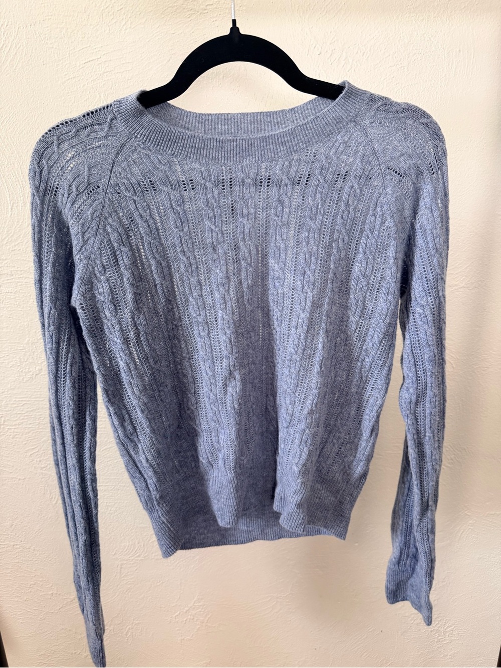 NAADAM‎ Sky Blue Cable Crewneck Sweater Size Medium